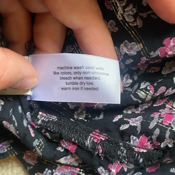 Lane Bryant Black and Pink Floral glittery Blouse - Picture 9 of 9